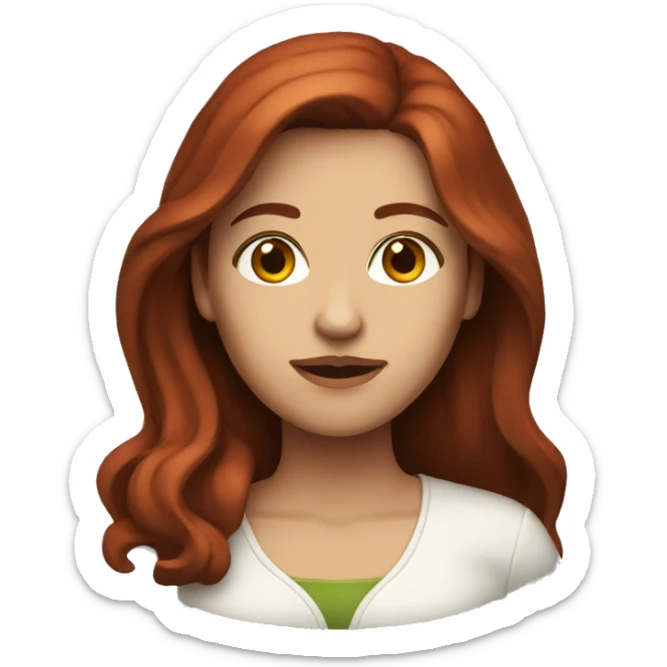 Woman that has brown eyes and Long Dark red hair playing on pc  sticker