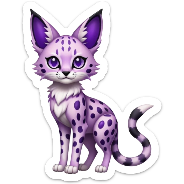 Kawaii Cute Edgy Black Purple White ethereal eldritch Serval-Fionbri-Vernid full body sticker