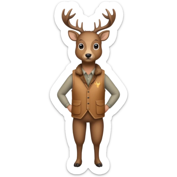 crea una mascota de equipo que sea un venado de cuerpo completo y lleve un chaleco con el nombre de telamon que en el chaleco diga telamon sticker