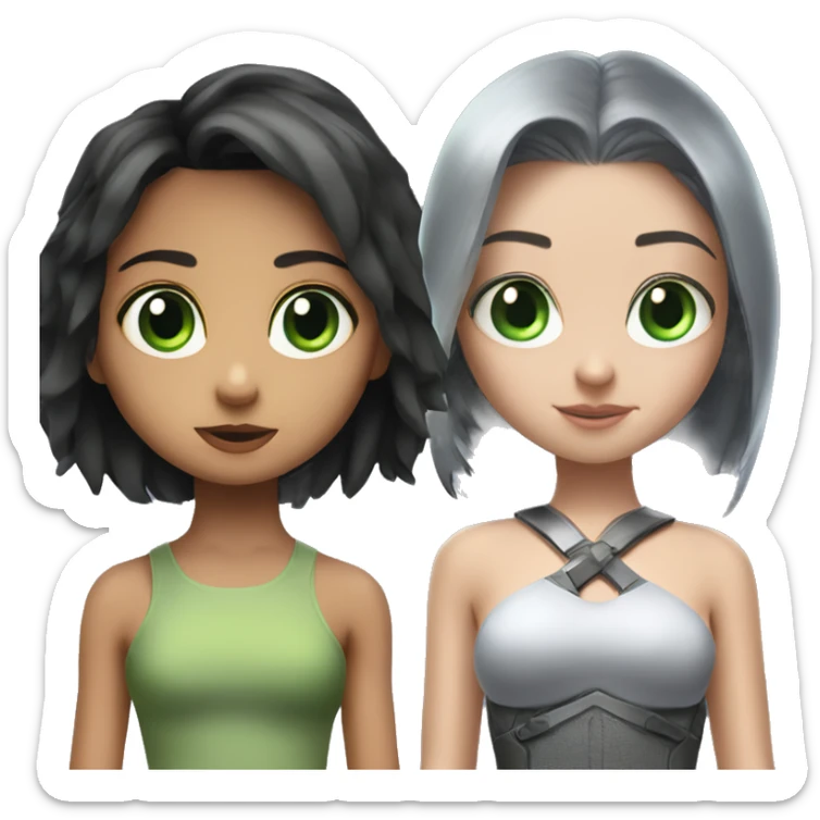 Girl looking like alita angel worrior looking like a cute bunny with green eyes sticker