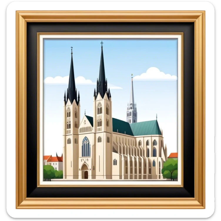 Zagreb Cathedral Landmark Emoji – Depicting its Gothic architecture and twin spires. sticker