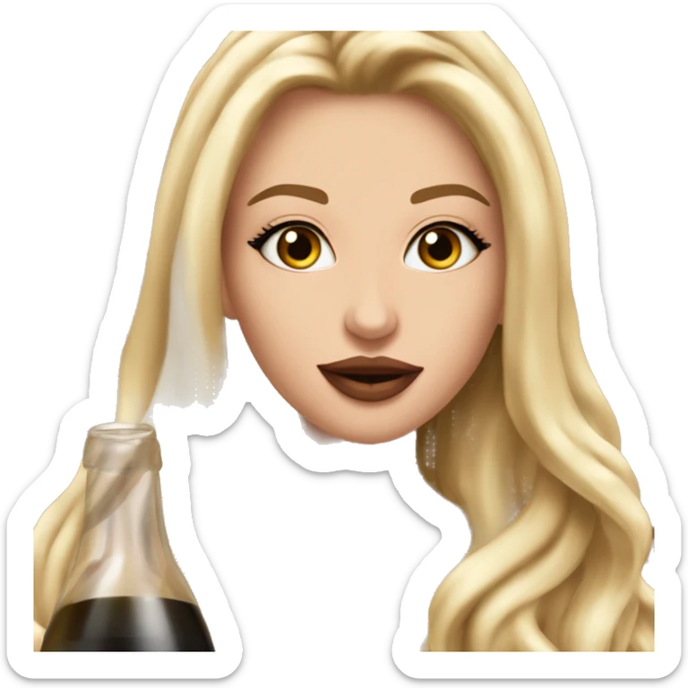 ￼ a beautiful girl with very long blonde hair and big lips drink wine with a girl with brown very long beautiful volume hair  sticker