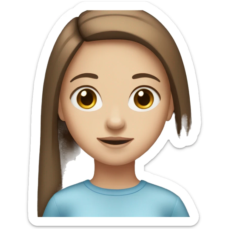 girl with straight brown hair and blue eyes sticker