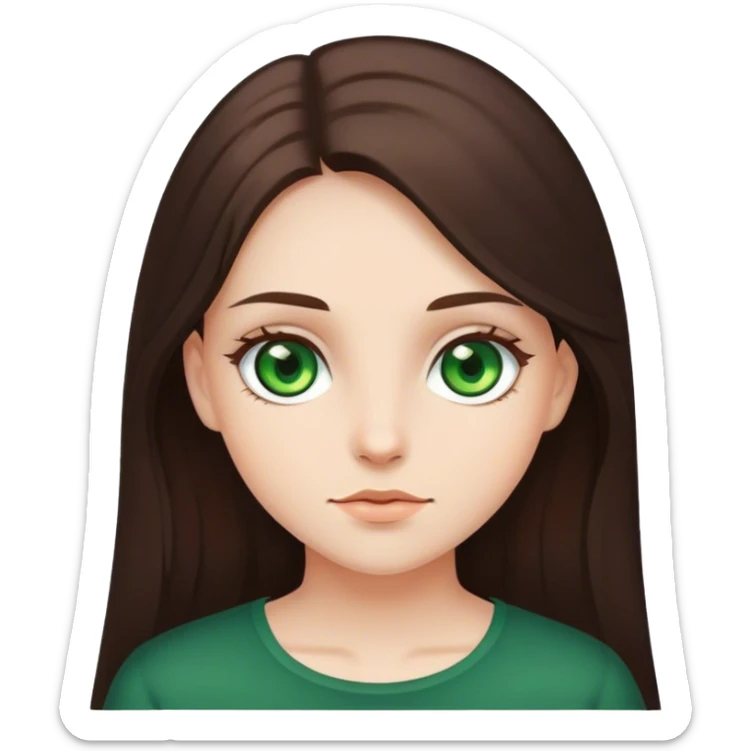Garota de olhos verdes pele clara, cabelo longo e moreno escuro  sticker