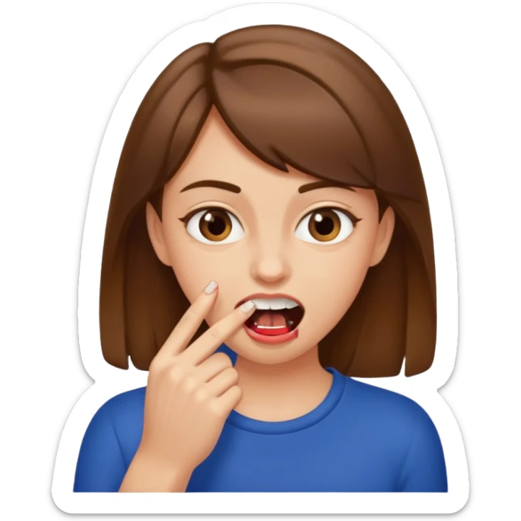 Une fille brune et blanche qui se mord l'ongle avec ses dents sticker