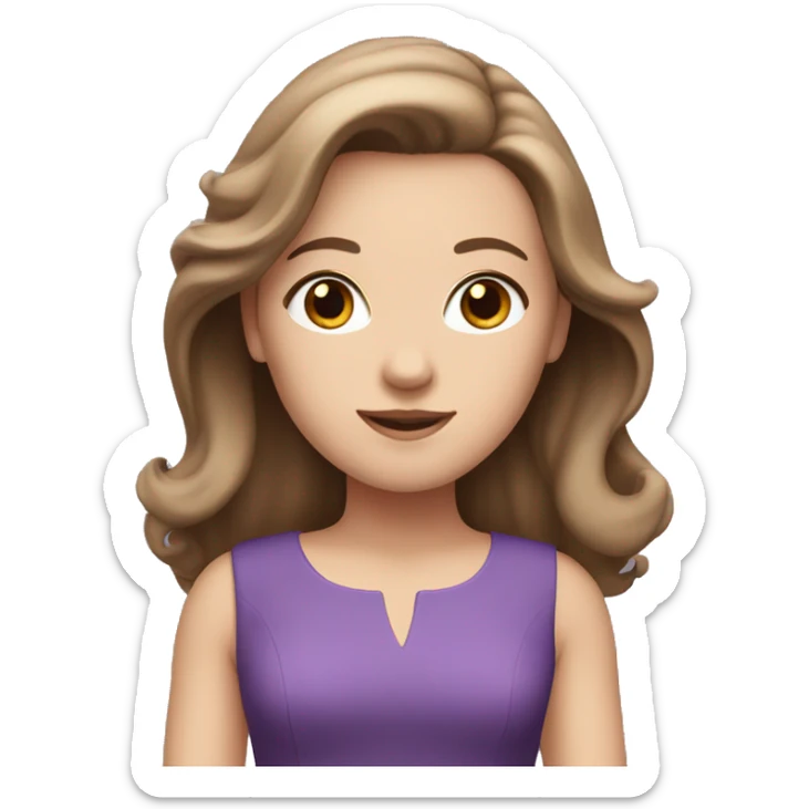 White girl with brown hair in purple dress sticker