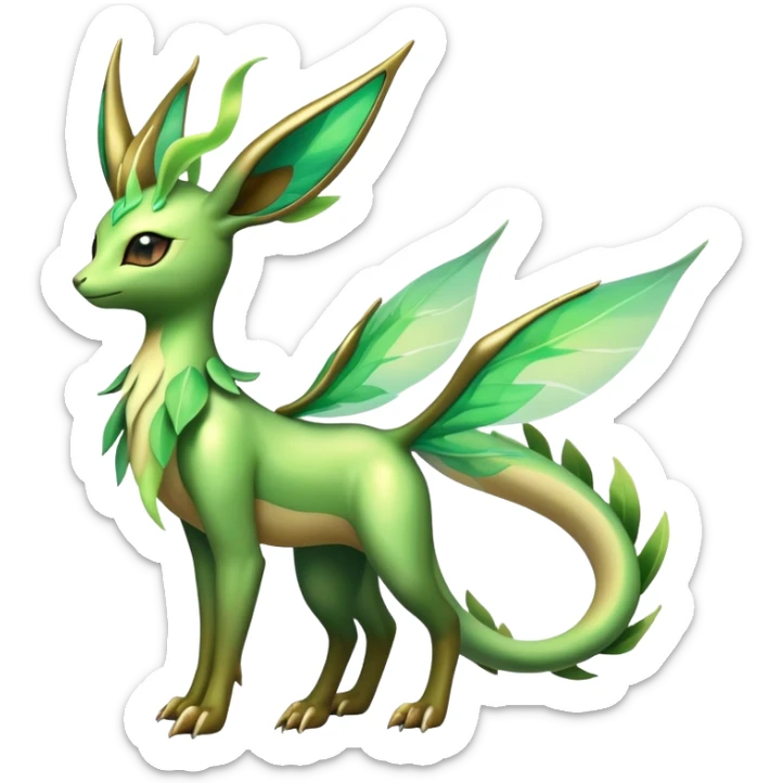 Exotic Tropical Rare Shiny Epic Ethereal Leafeon-Flygon-Tropius-hybrid, full body sticker