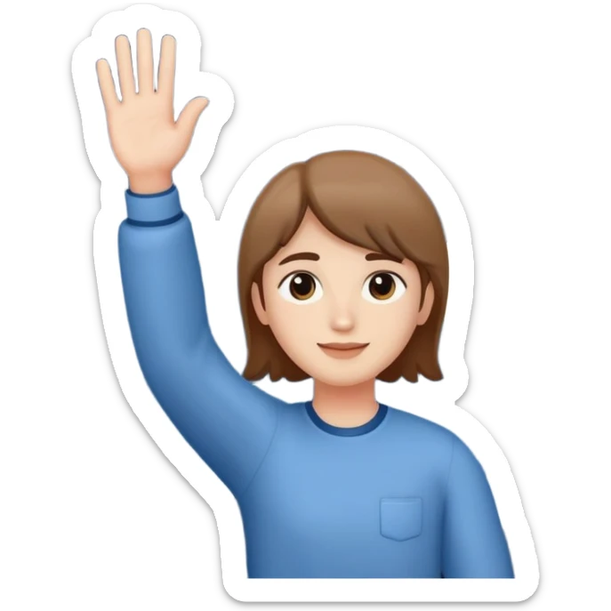 a person waving and saying good night, moon and stars in background, peaceful and warm sticker