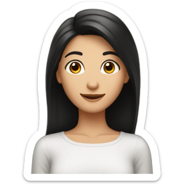 A beautiful person with black hair and brown eyes appears happy waiting for a surprise   sticker