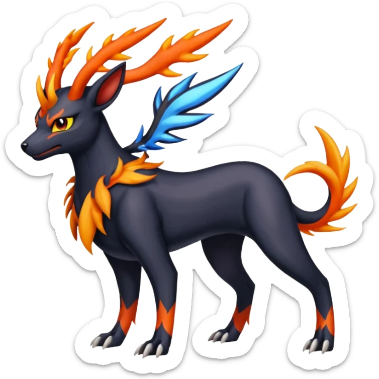 
Canine-Houndoom-Xerneas-Salandit-Noibat-Flareon-Fakémon-fusion (full body) sticker