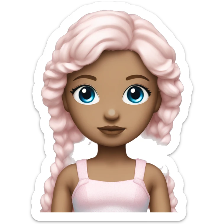 ocean blue doll eyes, brun hair, feminine, pink, girl, angelic sticker