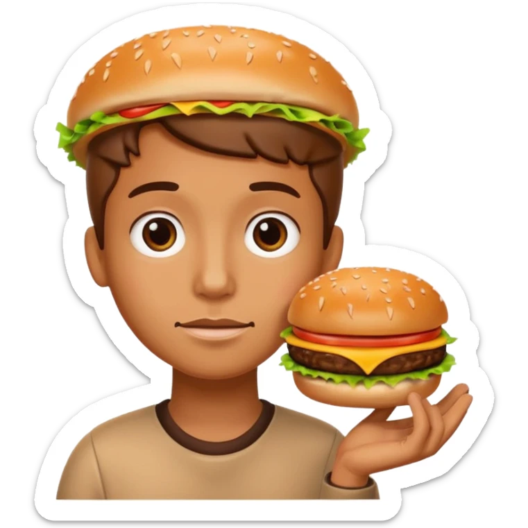 Draw an emoji where a person thinks with a question mark in front of food (draw it in a cuter way) sticker