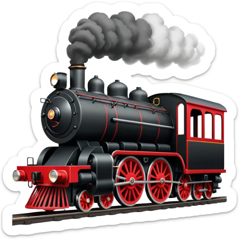 straight on view of an old-fashion steam train coming down the tracks sticker