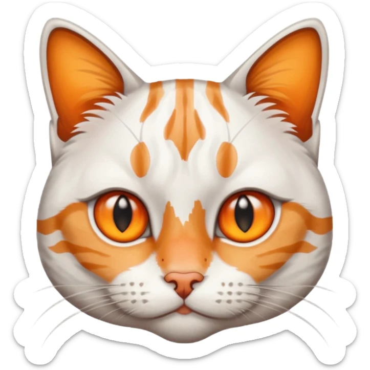 Mix of white and tabby cat with orange smudge on the nose looks at you curiously but also disapprovingly sticker