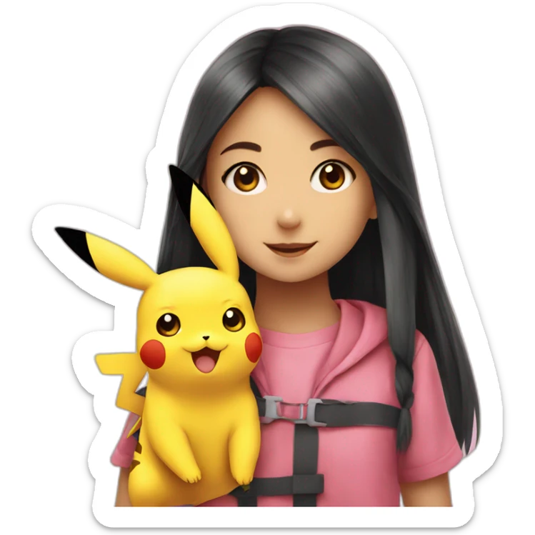 Pikachu with kid girl sticker