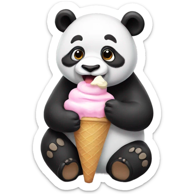 Panda eating ice cream sticker