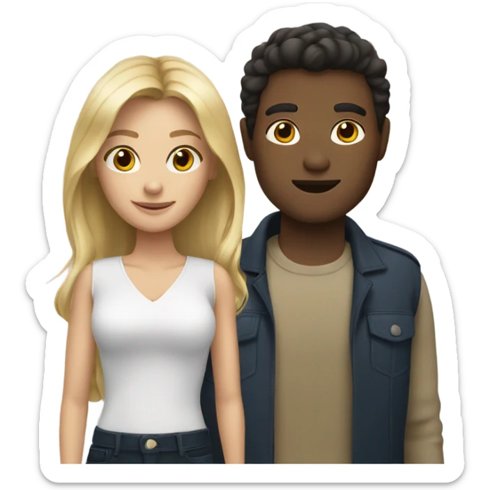 A brunette woman, a dark blonde woman and a blonde man sticker