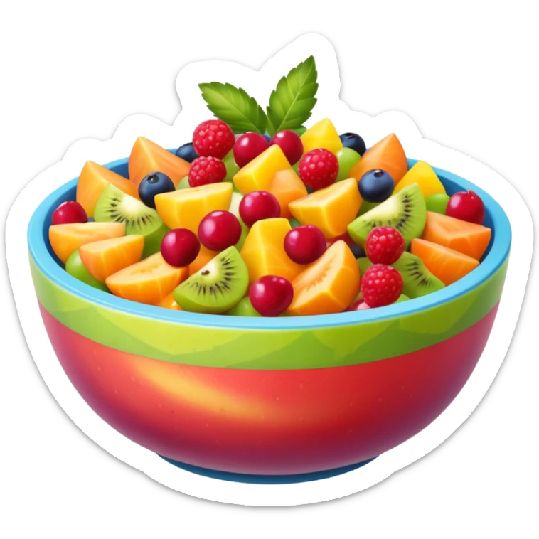 A bolw fully of all types os fruits, like a macedonia sticker