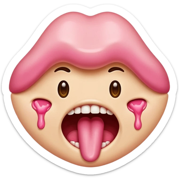 Hungry drooling and saliva dripping out of the mouth sticker