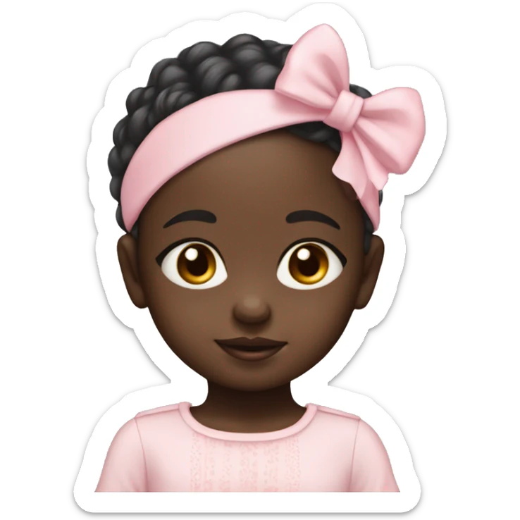 Black skin baby with powder pink headband with bow sticker
