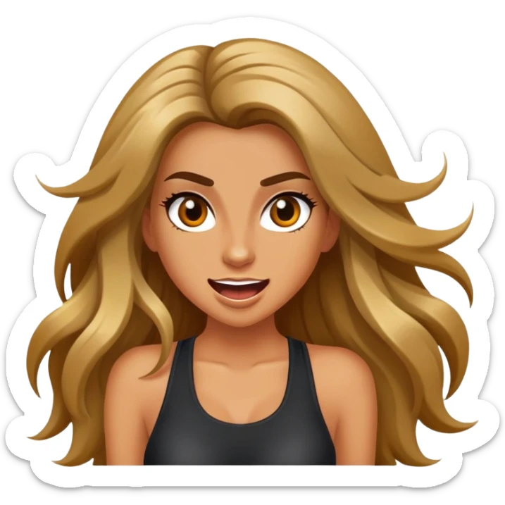 Clubbing girl crazy sultry excited, long hair sticker