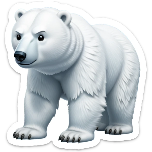 cinematic-polar-bear-realistic-full-body-standing-emoji,-massive-snowy-white-frame-lumbering-across-the-icy-tundra,-powerful-paws-pressing-into-the-frozen-ground,-head-tilted-dramatically,-thick-fur-dusted-with-ice-crystals,-simplified-yet-realistic-focused-features,-highly-detailed,-glowing-with-an-almost-sarcastic-glow

 sticker