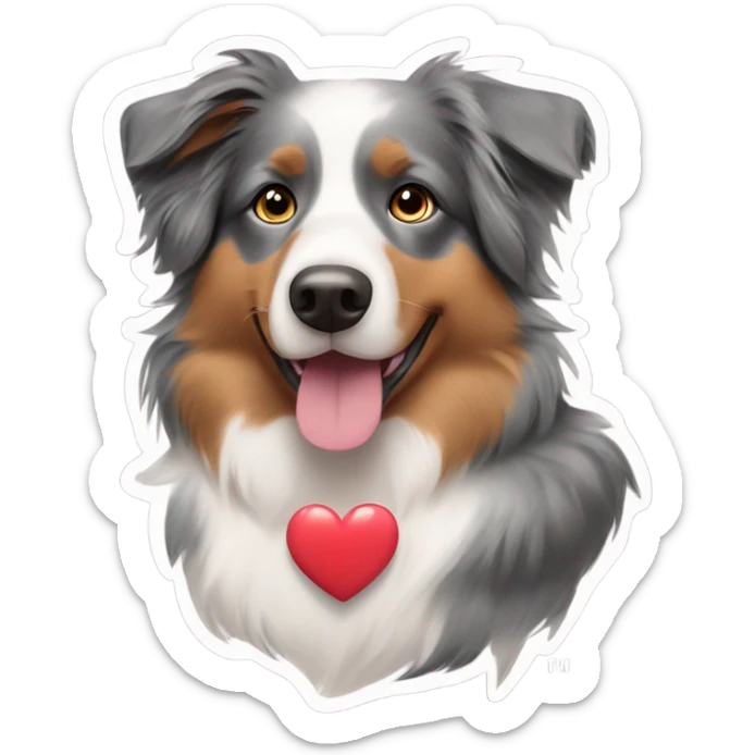 Australian shepered dog with heart bow sticker
