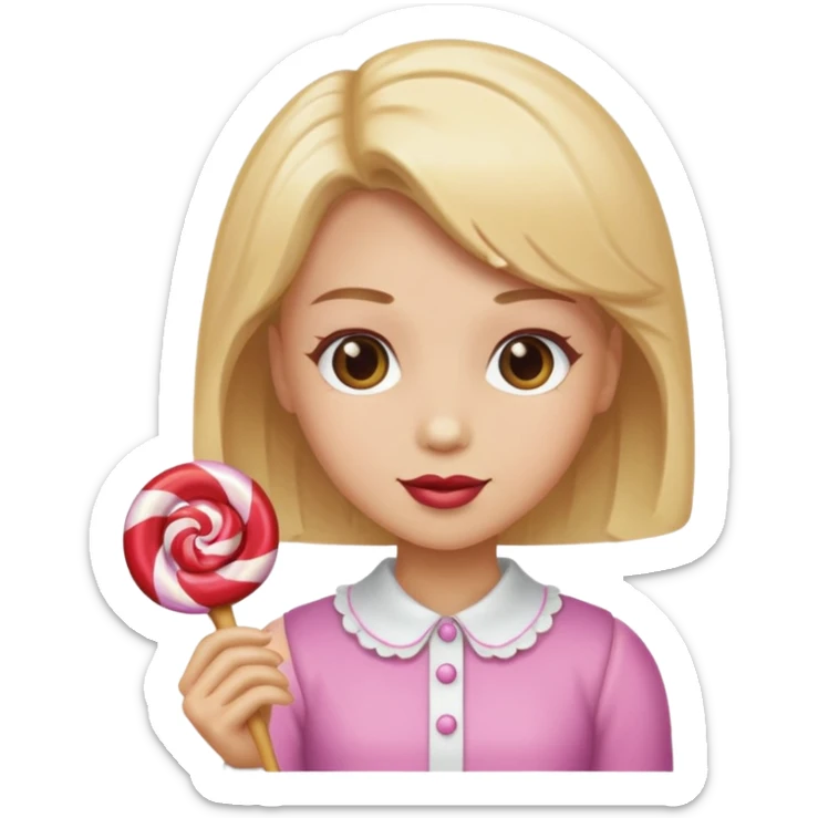 single charactarized personified candy sweet treat with single hair color and accessories sticker