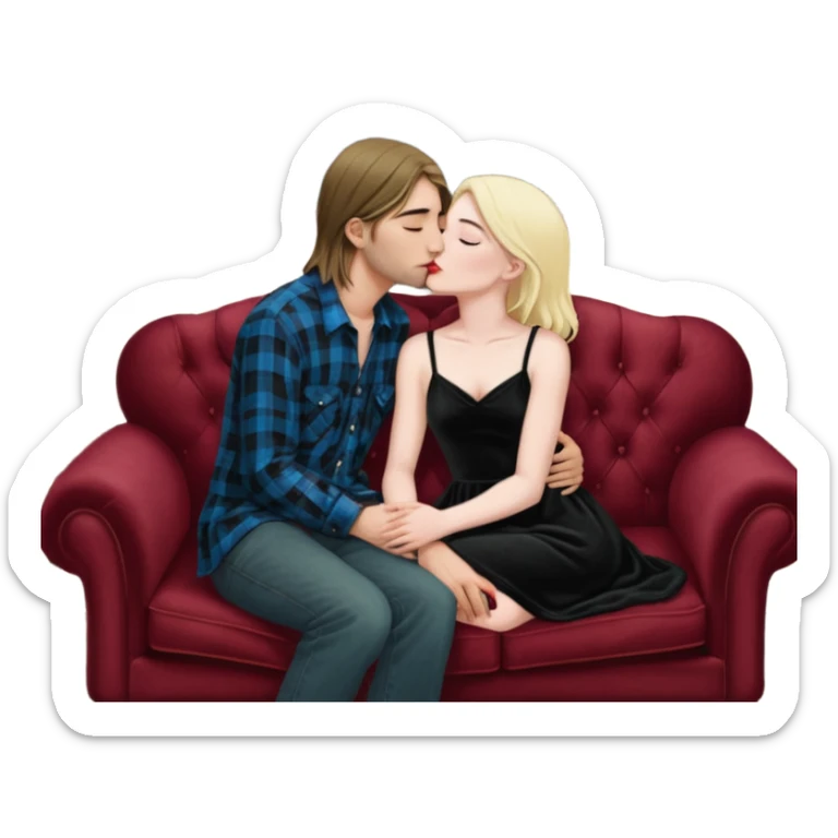 Realistic Jenna Ortiz Wednesday addams kissing sweetly Kurt Cobain on the parlor couch  sticker