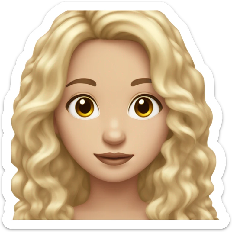 beautiful girl with golden waves of hair, one single black streak of hair. brown eyes, pale skin. sticker