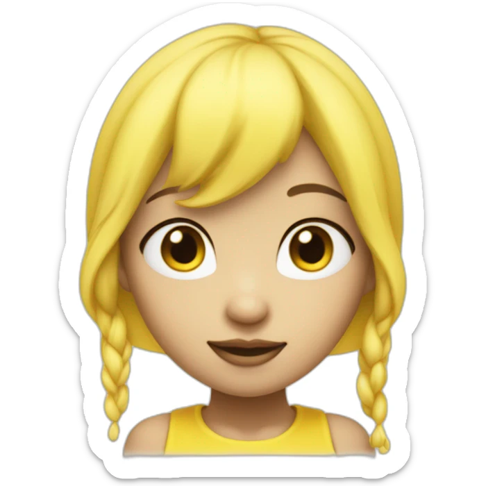 asian face of smurfette, blue skin, yellow hair sticker