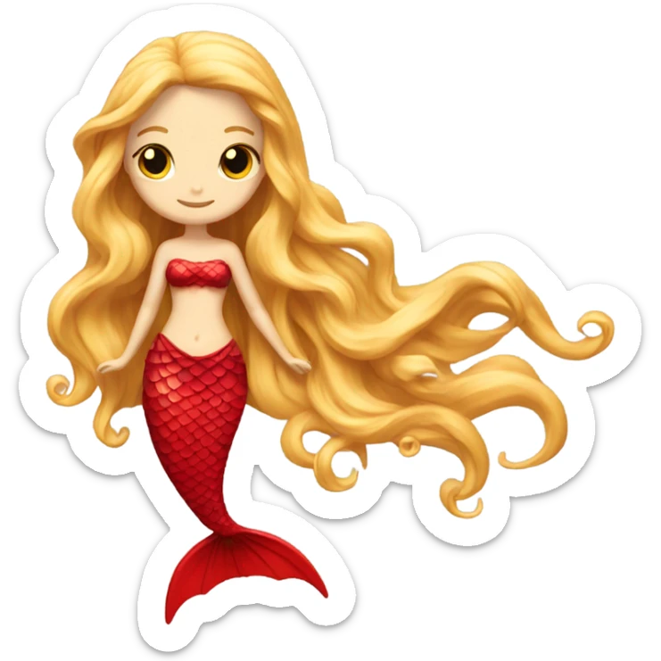 Red Mermaid with red mermaid tail and blonde hair pretty and detailed sticker