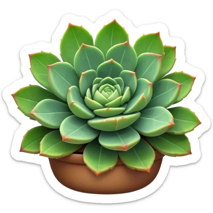 Cinematic Realistic Succulent Emoji, Compact and plump, with fleshy leaves arranged in rosettes of various shapes. The soft, green leaves glow with a gentle radiance, exuding a sense of calm and tranquility. Soft glowing outline, capturing the essence of resilience and beauty in a blossoming succulent! sticker