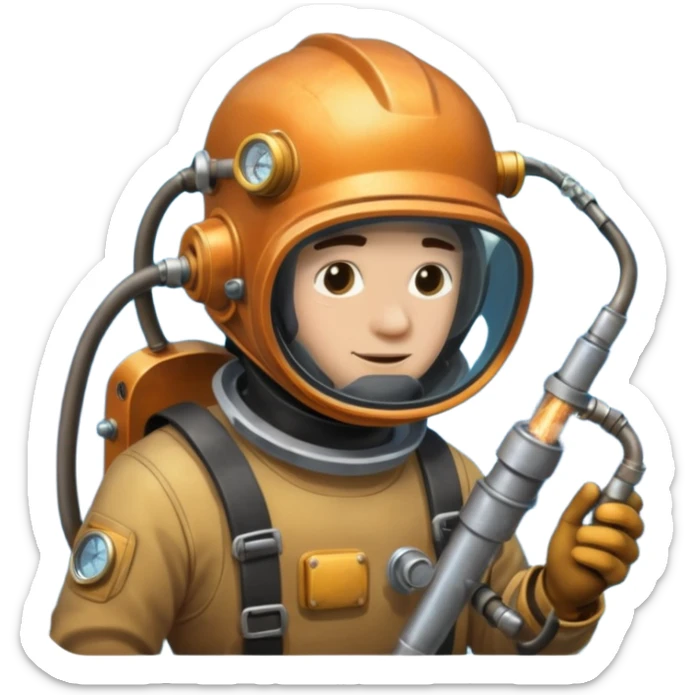 Buceador comercial trabajando, soldando una estructura metalica bajo agua soldandooooo sticker