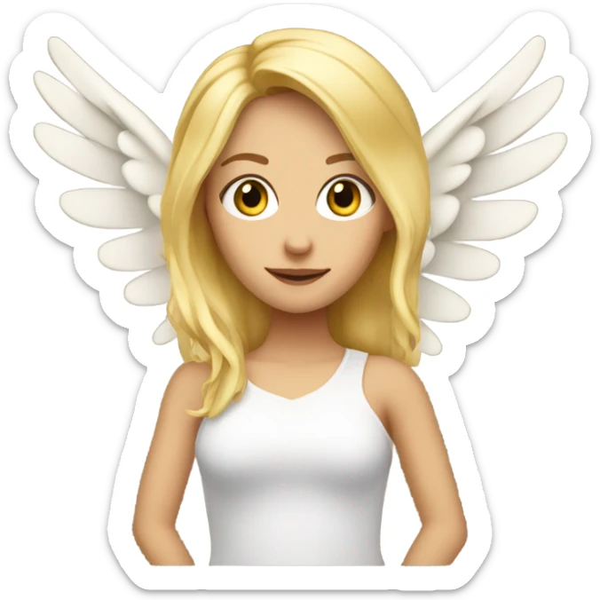Caucasian blonde girl with wings & gold ring over her head sticker