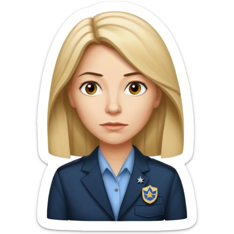 A CIA officer, looking like Carrie Mathison from the "Homeland" TV series, longer hair and CIA-like badge sticker