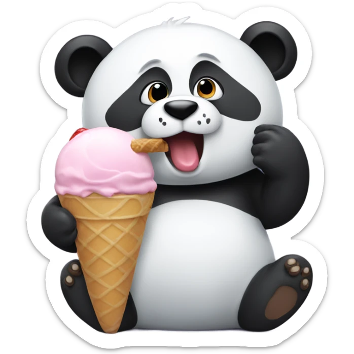 Panda eating ice cream sticker