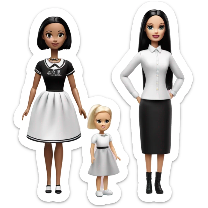 heart family mom Barbie doll Wednesday Addams  sticker