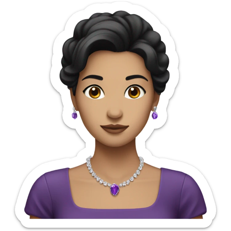 elegant girl in purple dress in black hair sticker