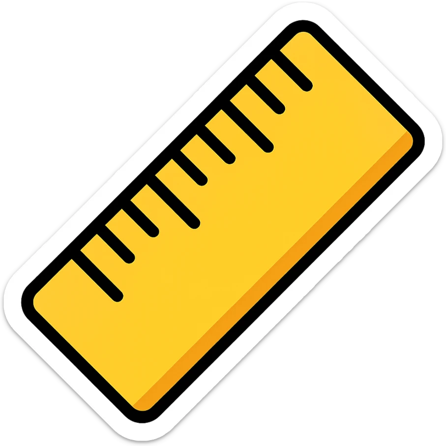 Add color to the school ruler outlined icon style with lineal color and black outlines, keeping the outlined style clear and colorful. sticker