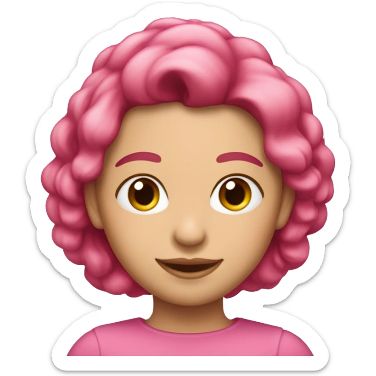 Una mujer pelirroja con el pelo corto piel blanquita y vestida de rosa sticker
