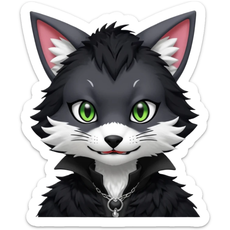 Cool gothic cute Kemonomimi Nekomimi Japanese Anime Kemono Furry Style Vernid-Sergal-Fursuit-furry-fursona sticker