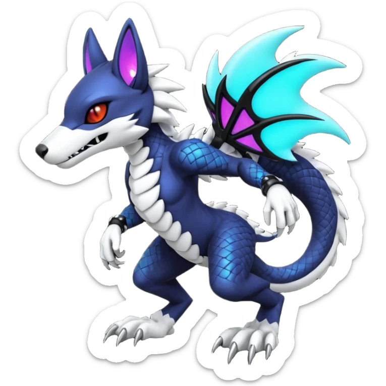 Cool gothic cute badass Scaley cyber-Vernid-Protogen-Primagen-Sergal-Fursuit-furry-fursona sticker