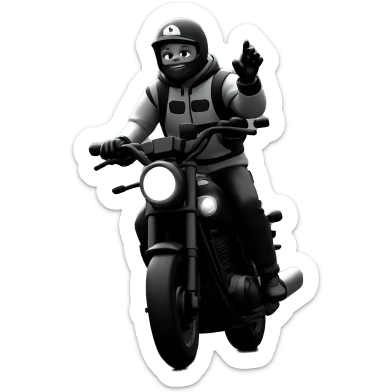 blurry motorcycle ride in monochrome sticker