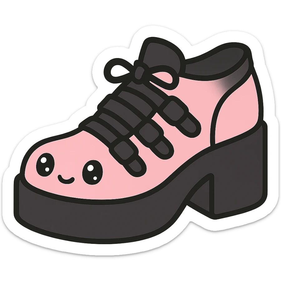 BLACKPINK-inspired gothic shoes, no hearts, black and pink, cute and stylish, kawaii style sticker
