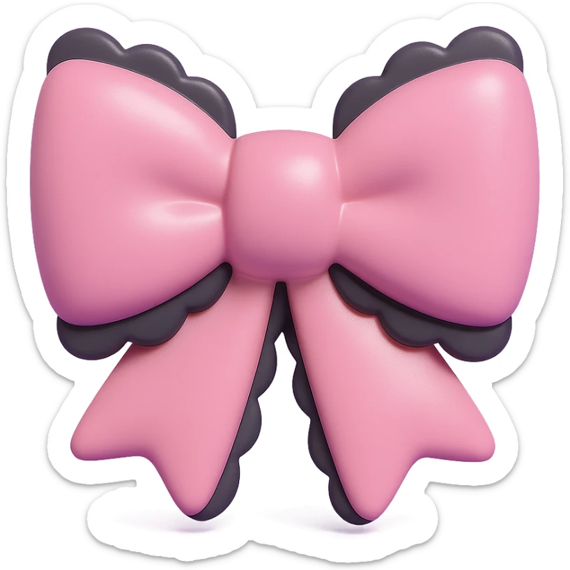 pink gothic bow with black lace trim, gothic style, vinyl figure, moody atmosphere sticker