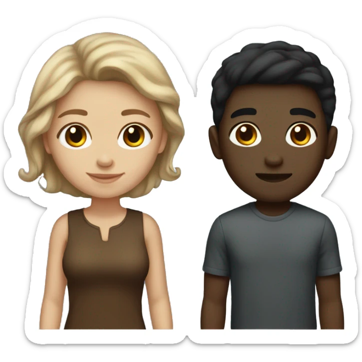 a light skin girl brown hair and a dark haired boy darkish skin not too dark sticker
