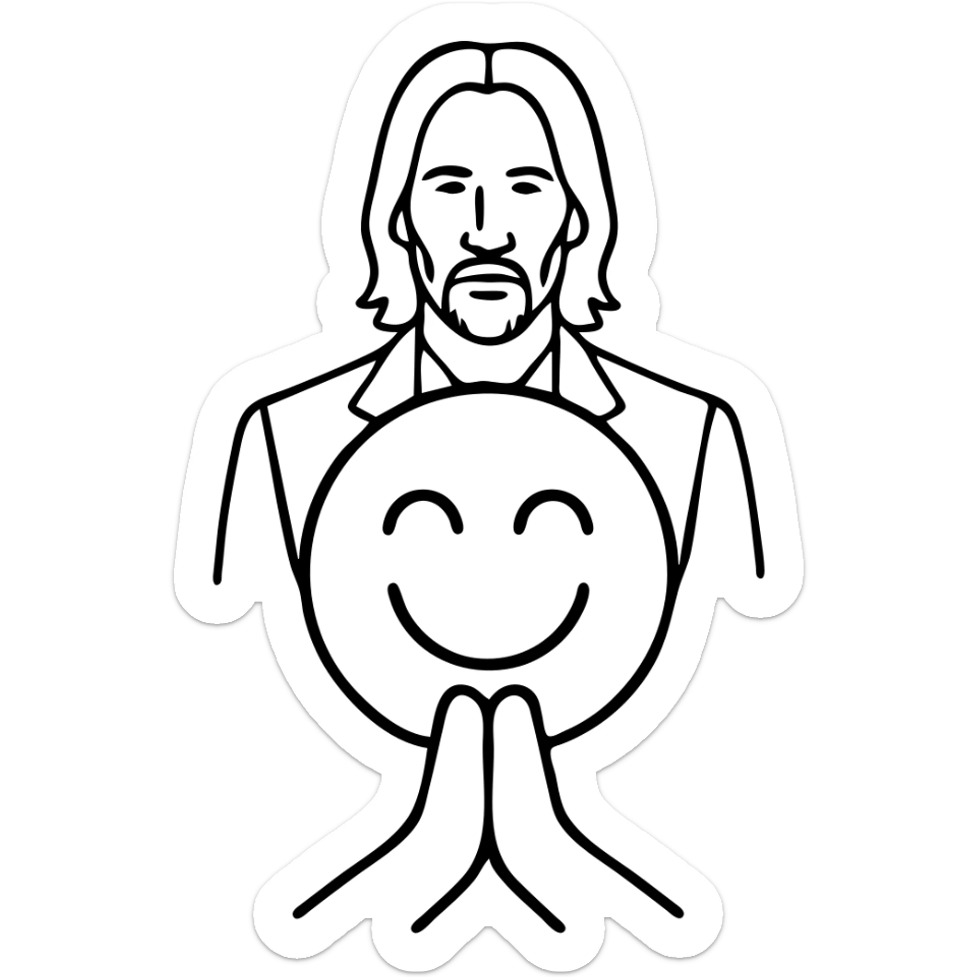 Add Keanu Reeves in the background, keeping the Uber thank you emoji as the main focus, in a modern outlined icon style with transparent background. sticker