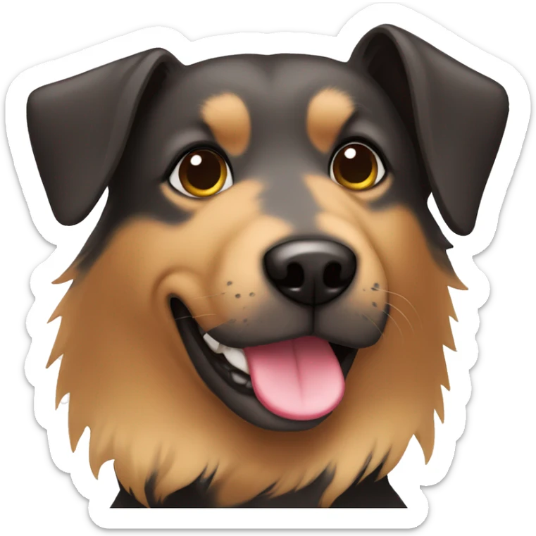 black and brown mixed breed dog with a heart of hair on her head sticker