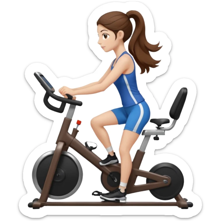 woman with long hair on a stationary bike sticker